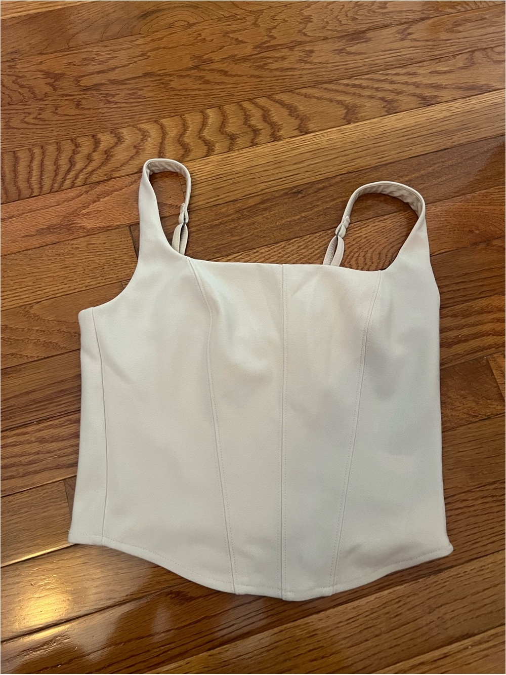 Abercrombie & Fitch Cream Square-Neck Cropped Tank